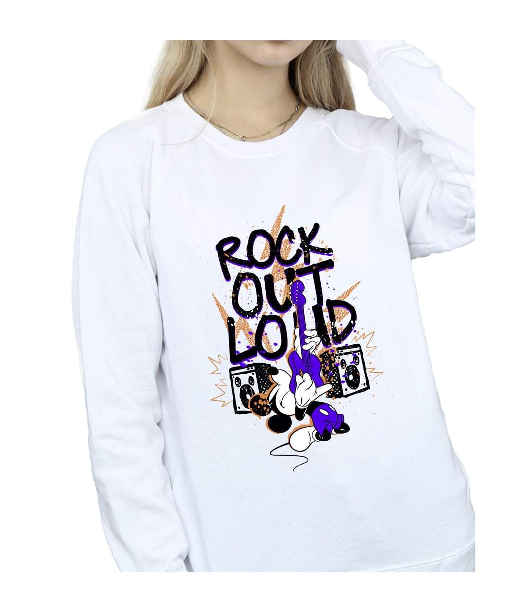 Disney Sweatshirt Mickey Mouse Rock Out Loud - Femmes/Dames (Blanc) - UTBI29195-3