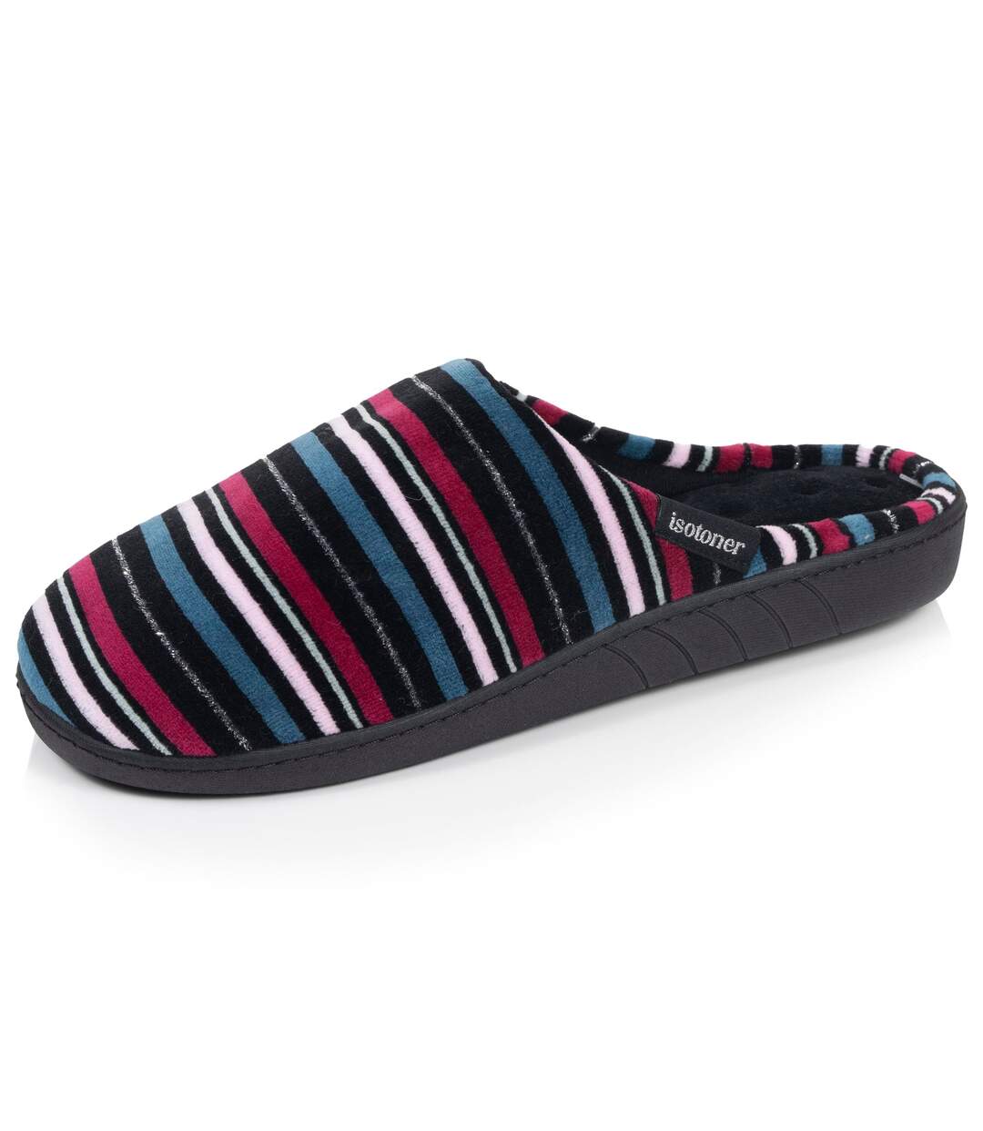 Isotoner Chaussons Mules femme microvelours semelle ergonomique, mousse à mémoire forme-1