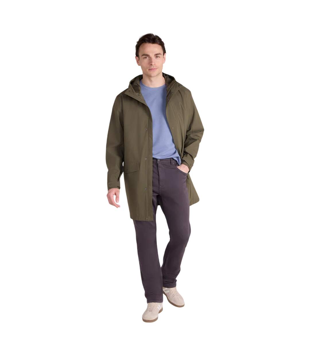 Mens Hyde Long Waterproof Jacket Khaki Green Animal-1