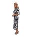 Robe Portefeuille Manches ¾ Motif/style Imprimé Zèbre Femme Noir Blanc AX Paris-1