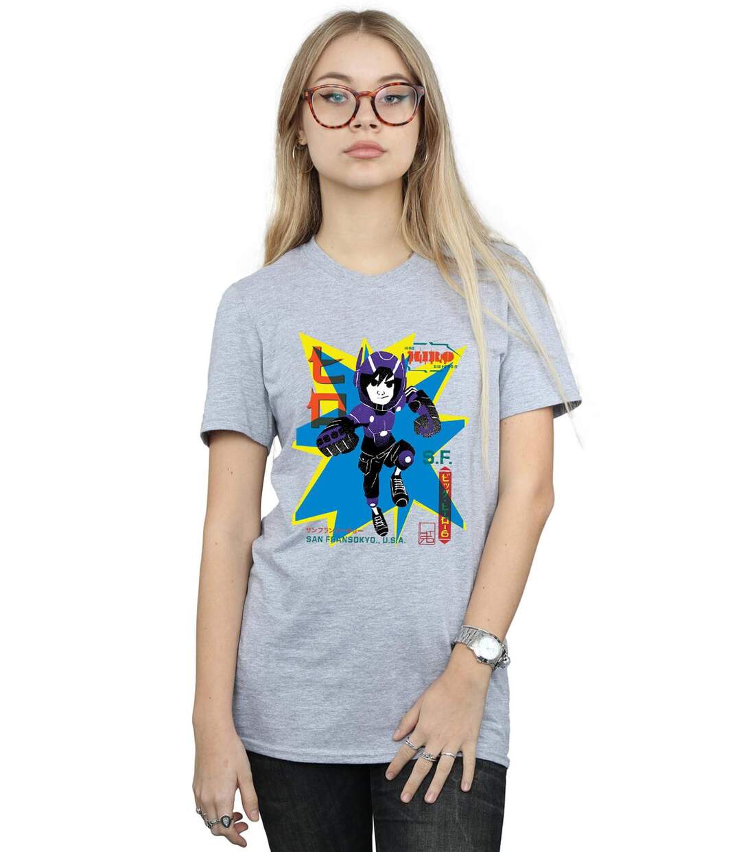 Disney - T-shirt BIG HERO HIRO ANIME - Femme (Gris chiné) - UTBI16933-2