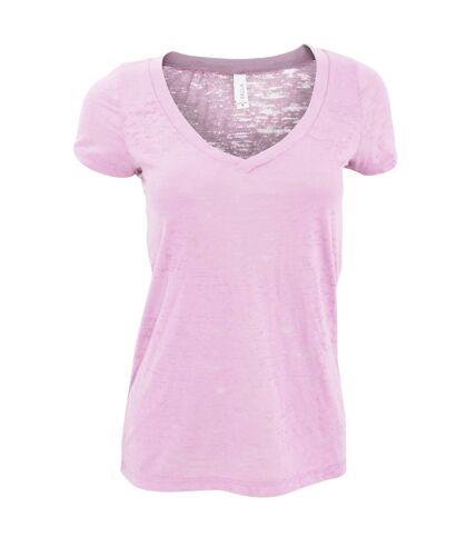 Bella + Canvas - T-shirt à manches courtes et col en V - Femme (Rose) - UTRW3106