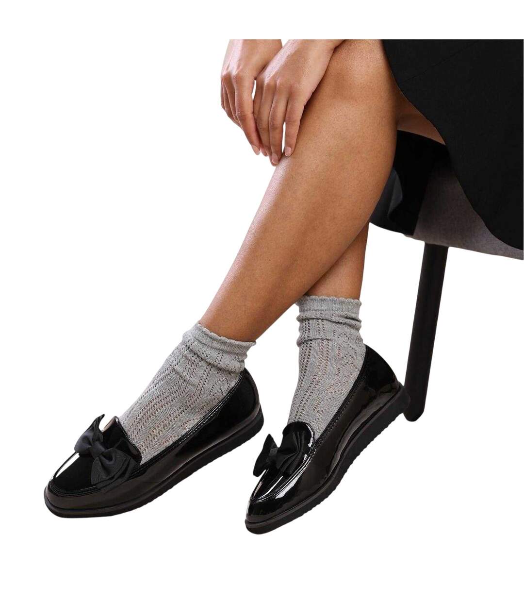 Womens/ladies  Flat Loafers Black Patent Alpha-1