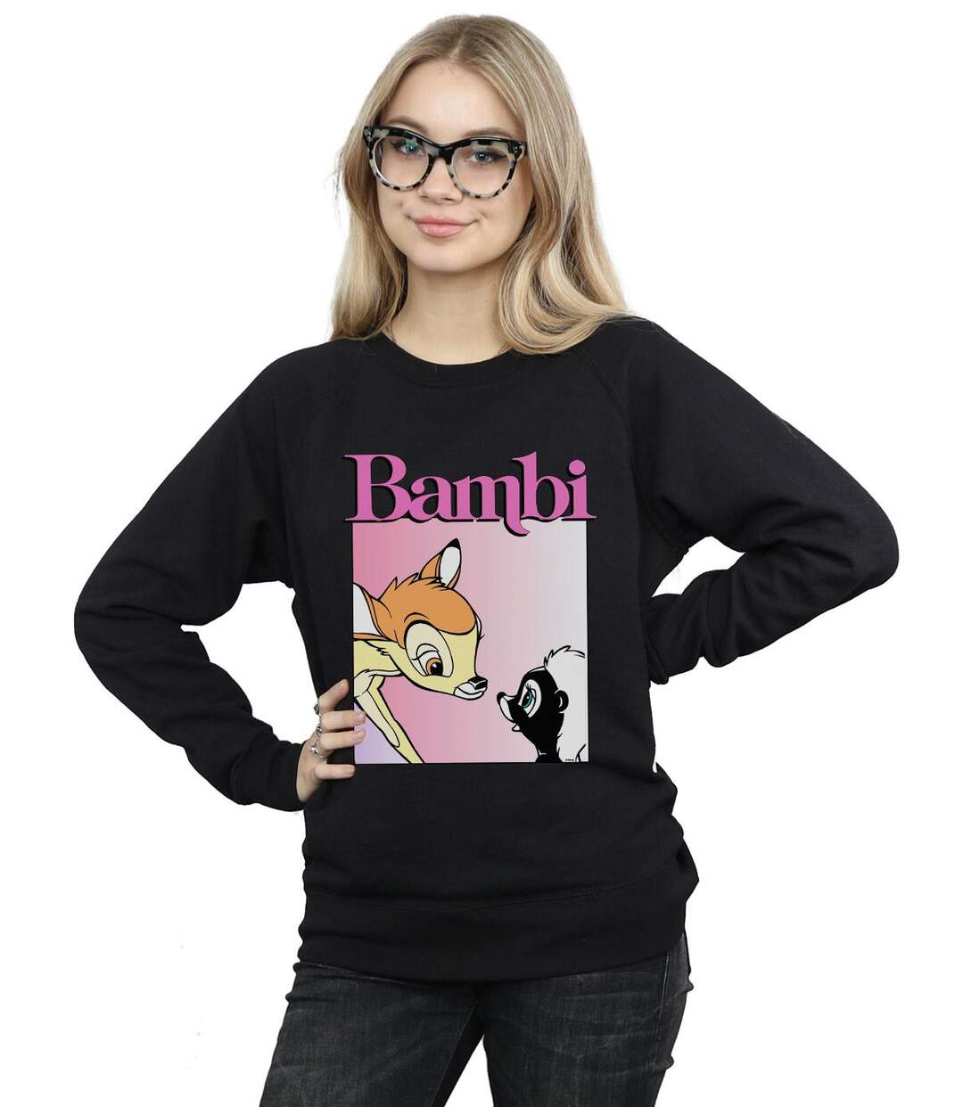 Disney - Sweat BAMBI NICE TO MEET YOU - Femme (Noir) - UTBI13089-2