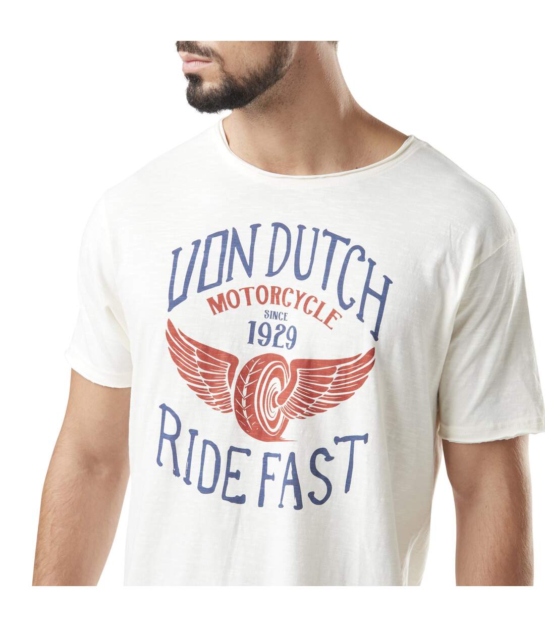 T-shirt homme slub col rond avec print en coton Fast Vondutch-2