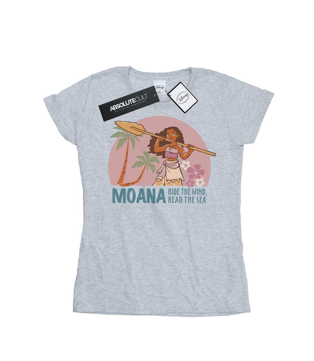 Disney T-shirt en coton Moana Read The Sea Femme/Ladies (Gris sportif) - UTBI34000-1