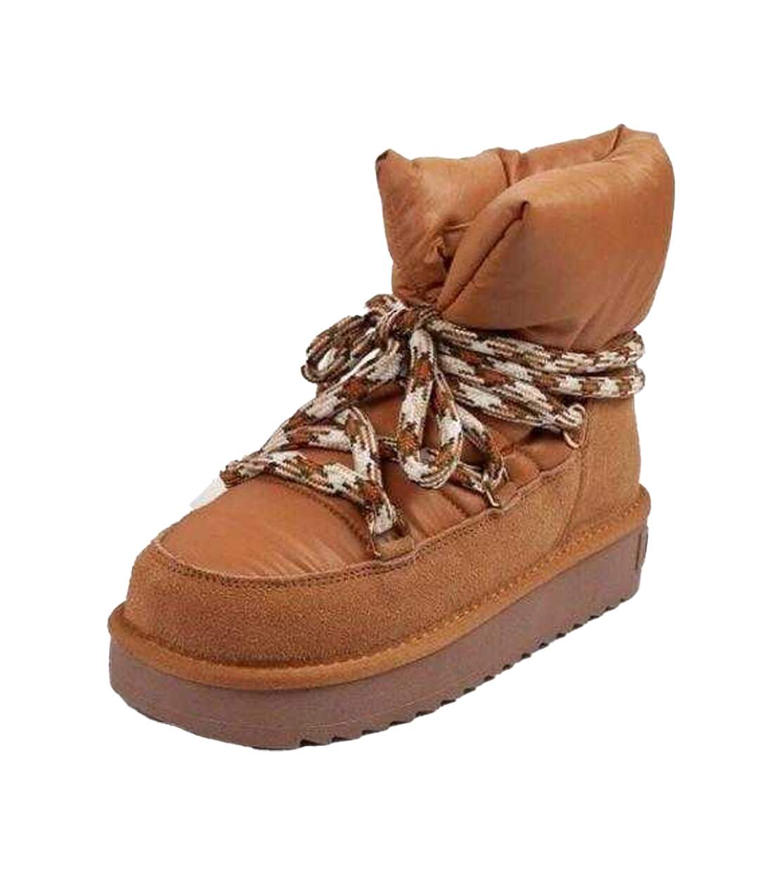 Womens/ladies Sheepskin Platform Winter Snow Boots Brown Franklin-1