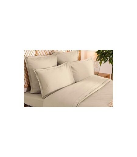 Parure de Lit 3 Pièces Percale 260x240cm Beige Lin