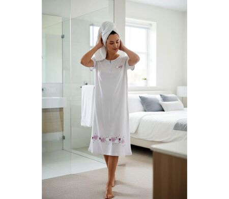 OZABI Chemise de Nuit Femme Microfibre Manches Courtes