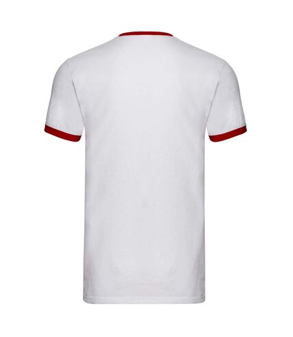 Fruit of the Loom Mens Contrast Ringer T-Shirt (White/Red)
