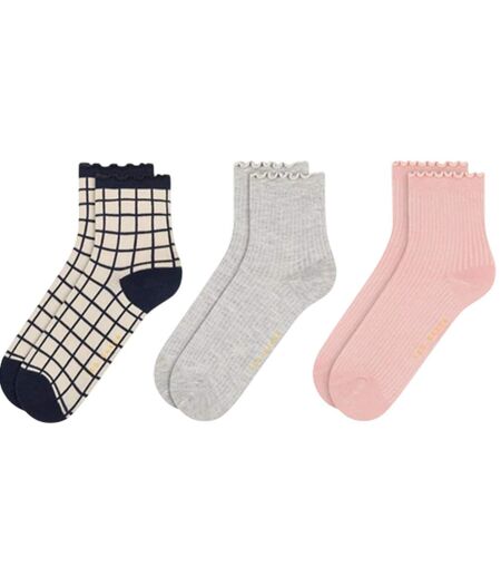 Pack Of 3  Womens/ladies Ruffled Ankle Socks  Multicoloured Ted Baker