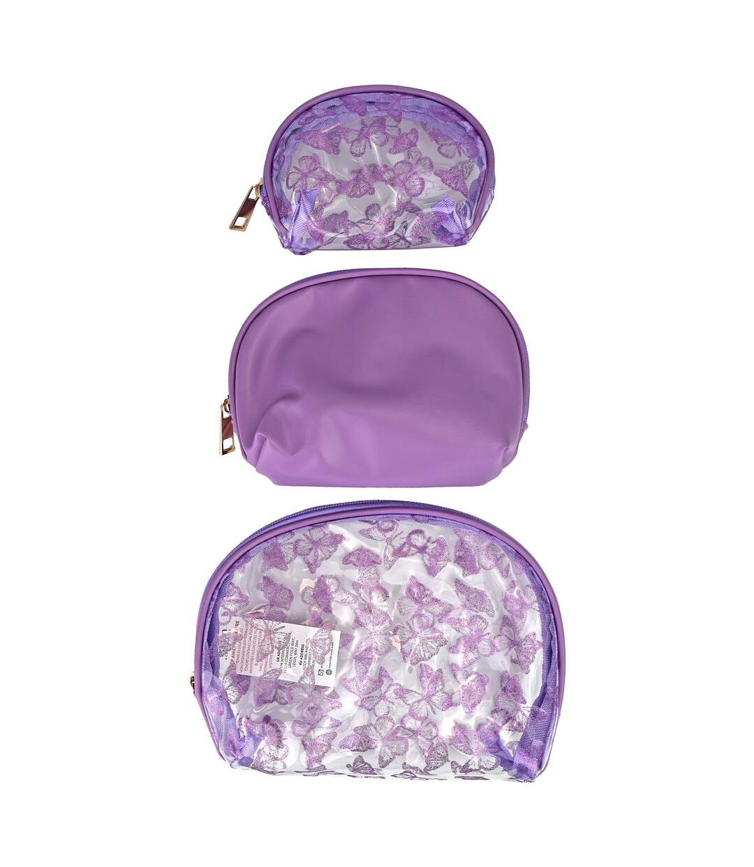 3 Piece Ladies Butterfly Print Cosmetic Bag Set Makeup Toiletry Travel Bags-2