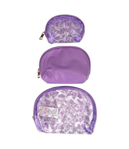 3 Piece Ladies Butterfly Print Cosmetic Bag Set Makeup Toiletry Travel Bags