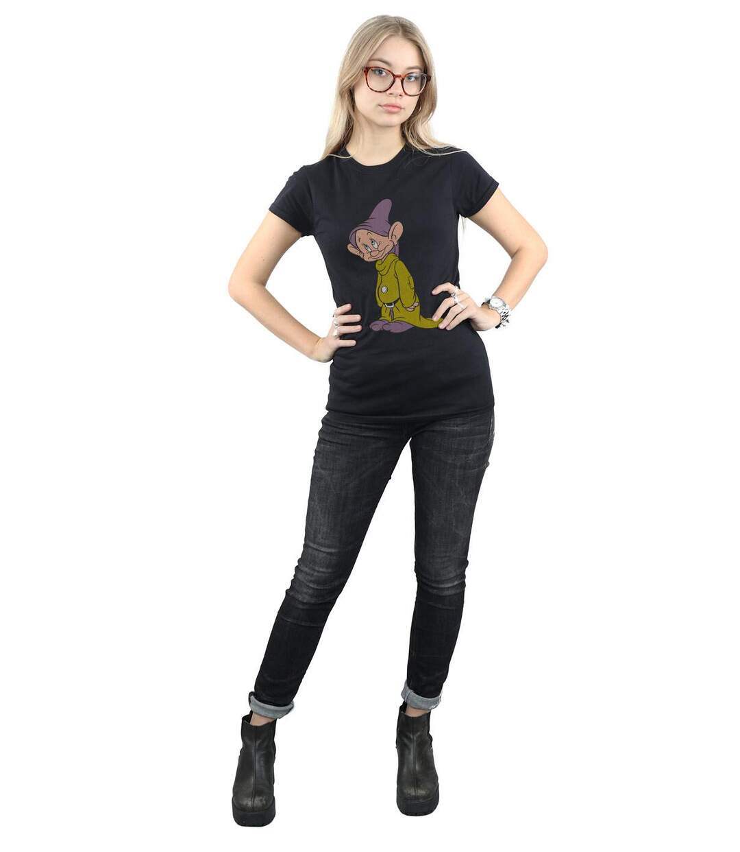Disney T-shirt coton classique Dopey Femmes/Dames (Noir) - UTBI14894-4