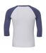 Canvas Mens 3/4 Sleeve Baseball T-Shirt (White/Denim) - UTBC1332-2