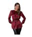 Womens/ladies Gold Detail Belt Long-sleeved Top Wine Ax-2