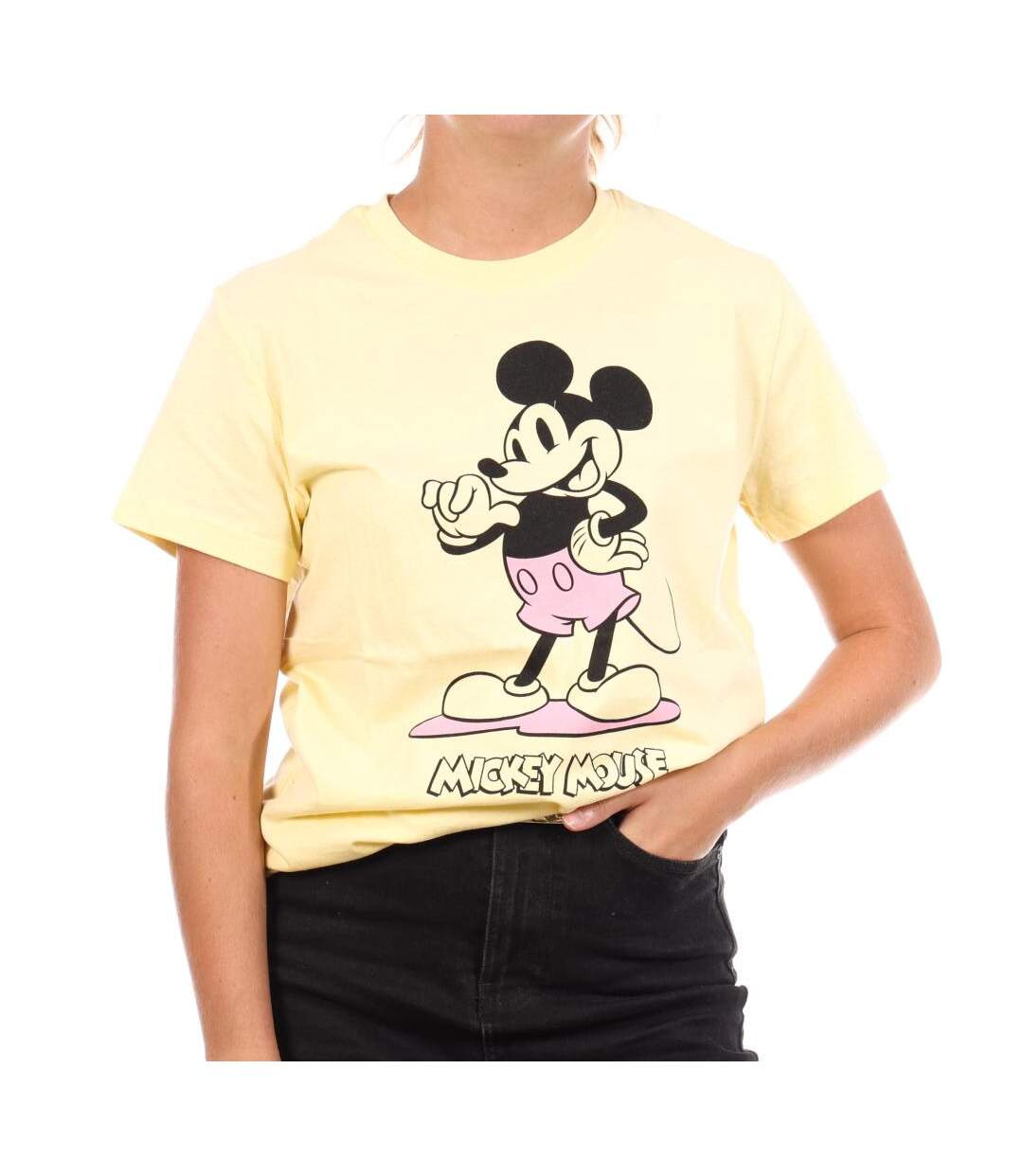 T-Shirt jaune femme disney mickey classic-1