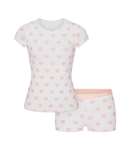 Ensemble Haut Et Short Motif/style Cœurs Femme Blanc Skims
