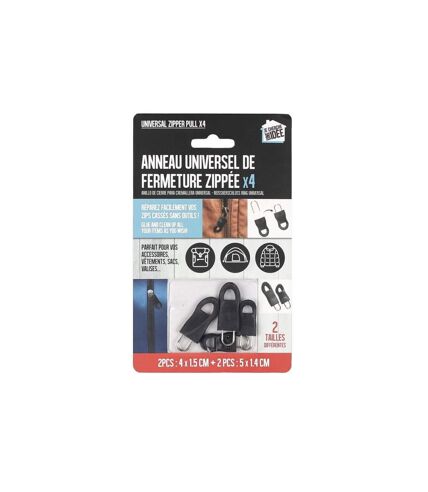 Lot de 4 Anneaux de Fermeture Zippés 5cm Noir