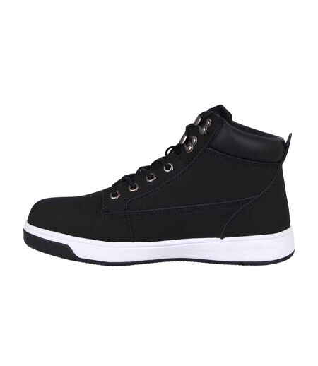Mens Nebraska Coated Leather Steel Toe Cap Flat Safety Boots Black White Dunlop