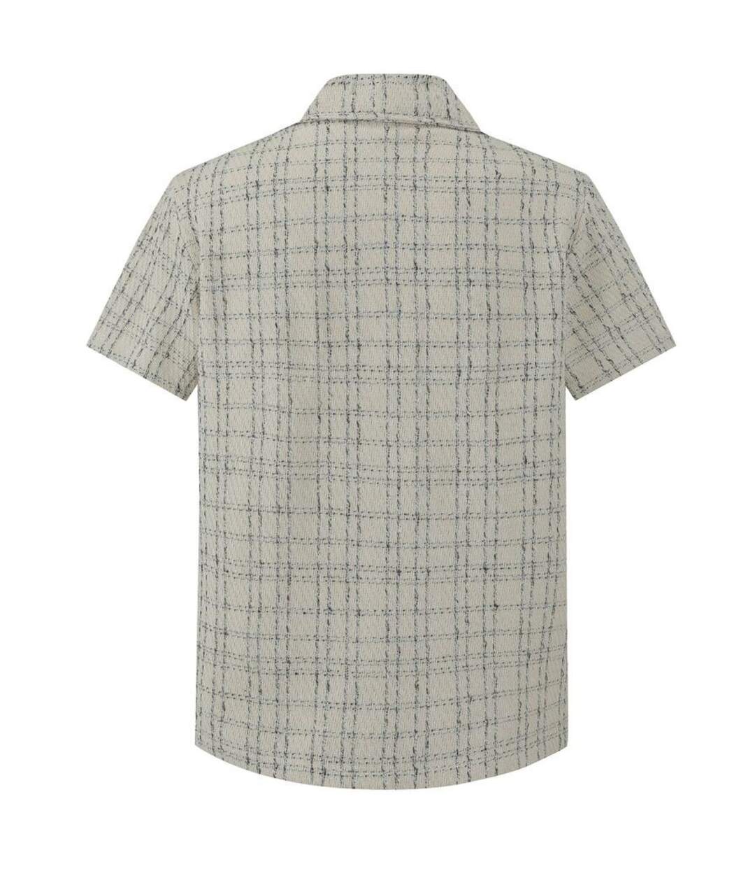 Chemise homme manches courtes à carreaux décontracté couleur blanc