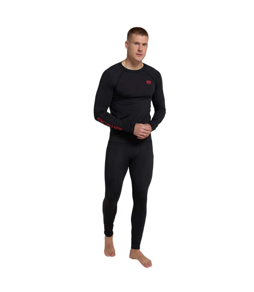 Mens Off Piste Recycled Base Layer Top Black Animal-1