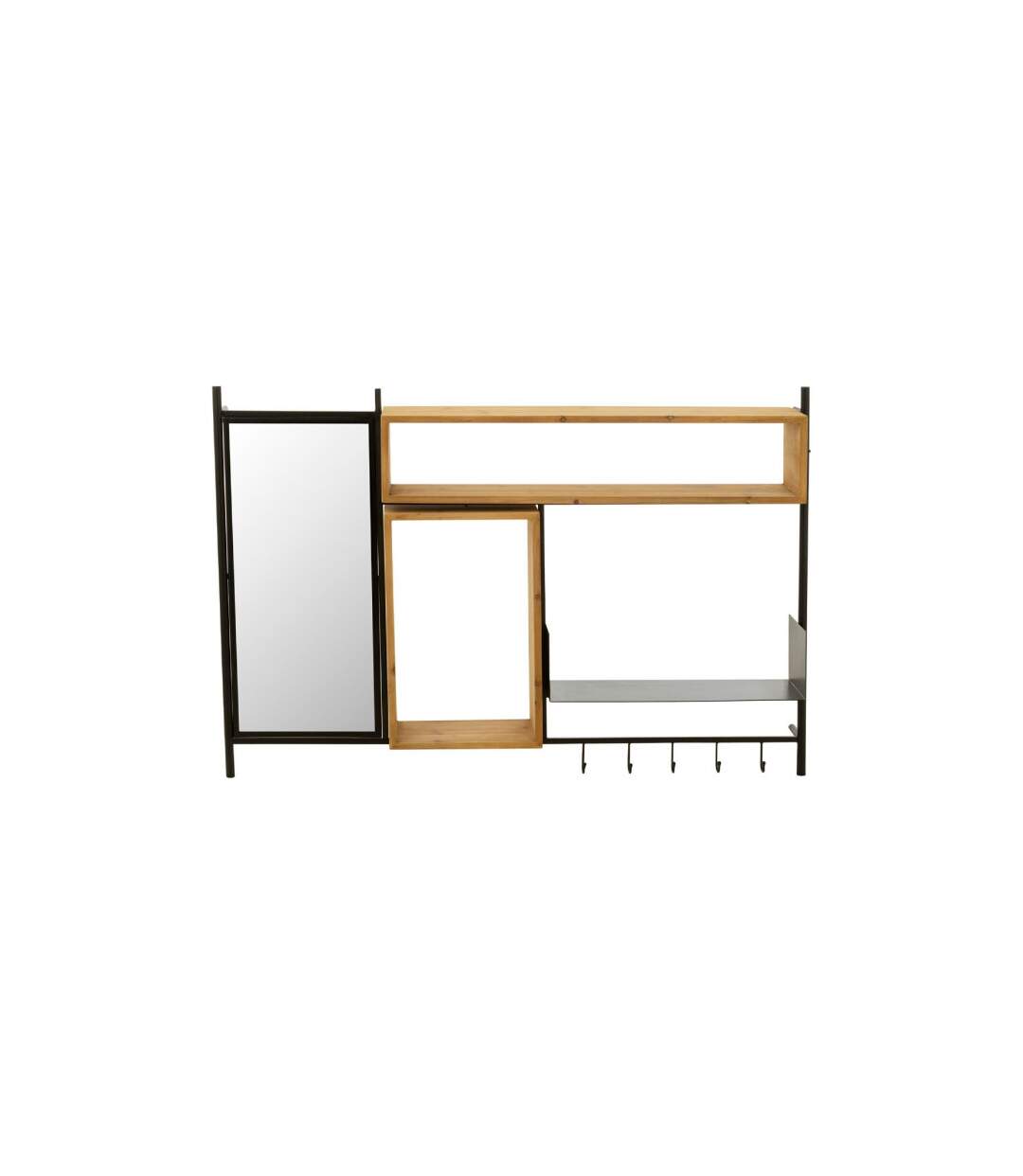 Patère Murale & Miroir Tina 130cm Noir & Naturel-1