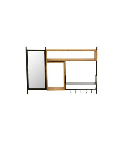 Patère Murale & Miroir Tina 130cm Noir & Naturel