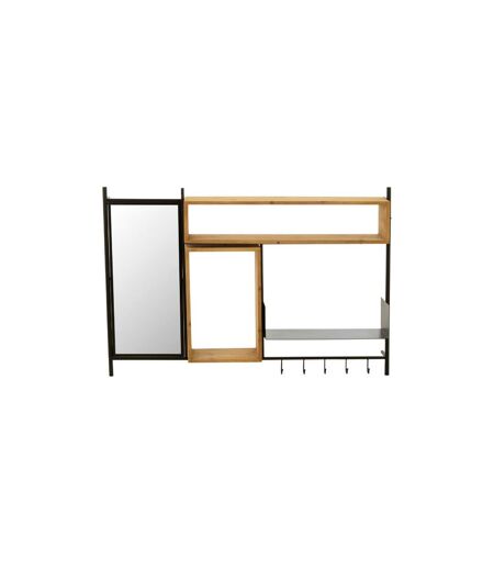 Patère Murale & Miroir Tina 130cm Noir & Naturel