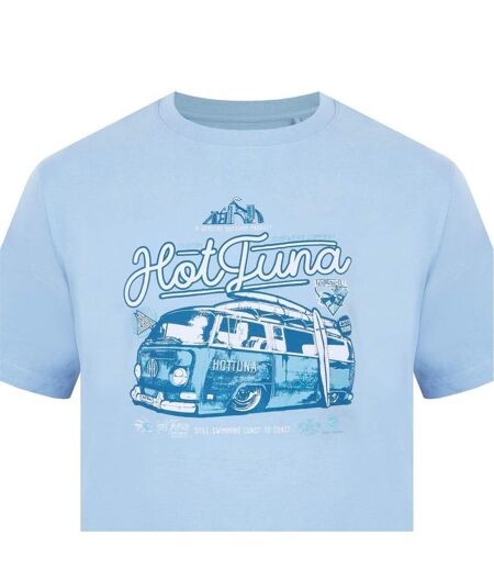 Mens Graphic Print Short-sleeved T-shirt Blue Hot Tuna