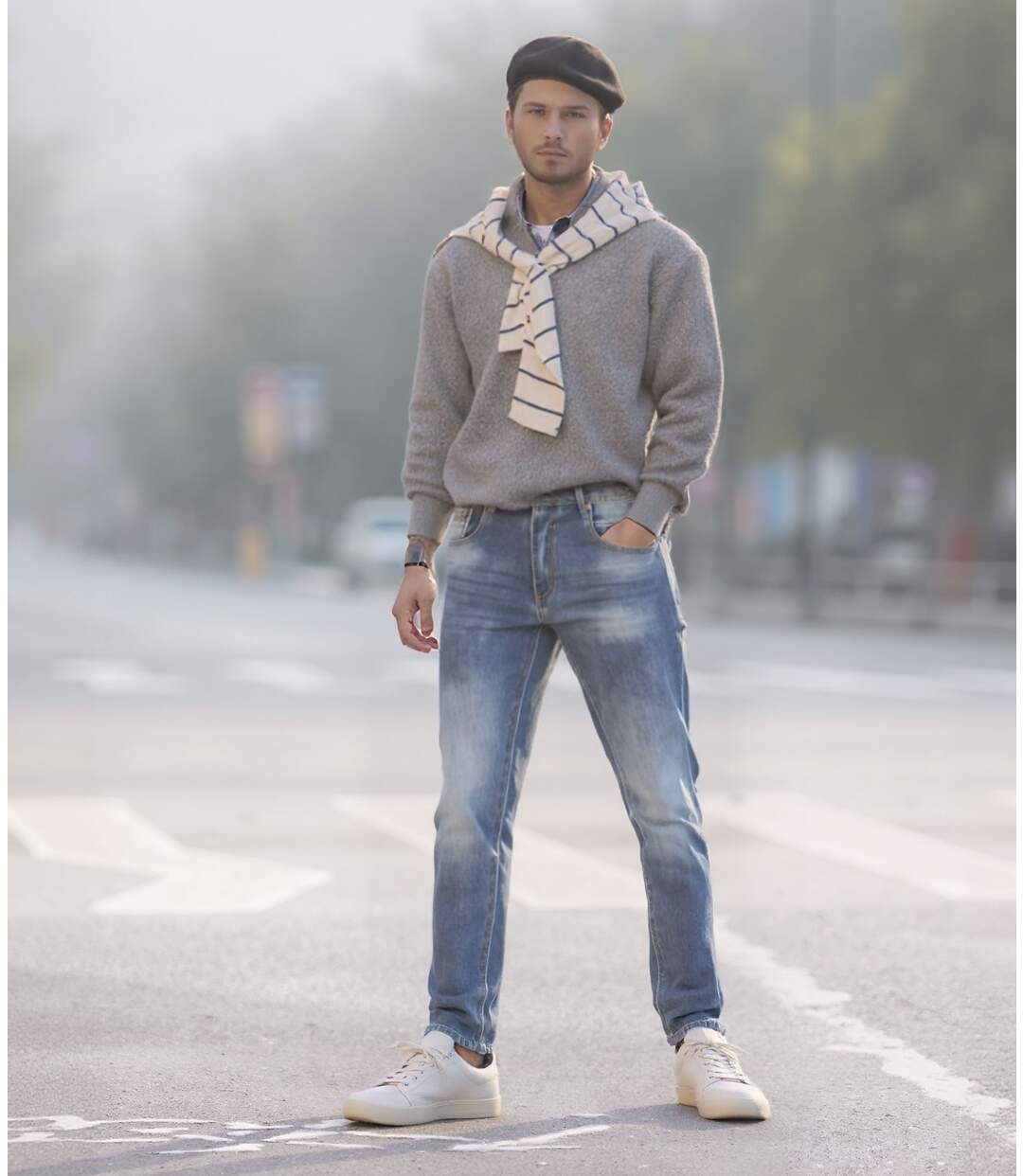 Jean délavé pour homme - Coupe Regular effet usé - Fonctionnalité et style-3