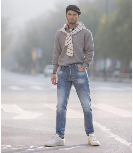 Jean délavé pour homme - Coupe Regular effet usé - Fonctionnalité et style