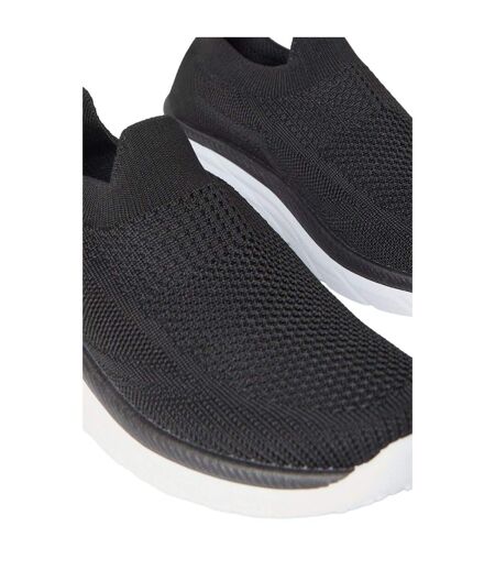 Womens/ladies annabel knitted slip-on trainers black Good For The Sole