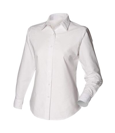 Henbury Womens/Ladies Long Sleeved Classic Oxford Work Shirt (White)