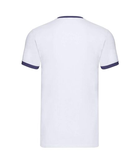 T-shirt adulte blanc / bleu marine Fruit of the Loom