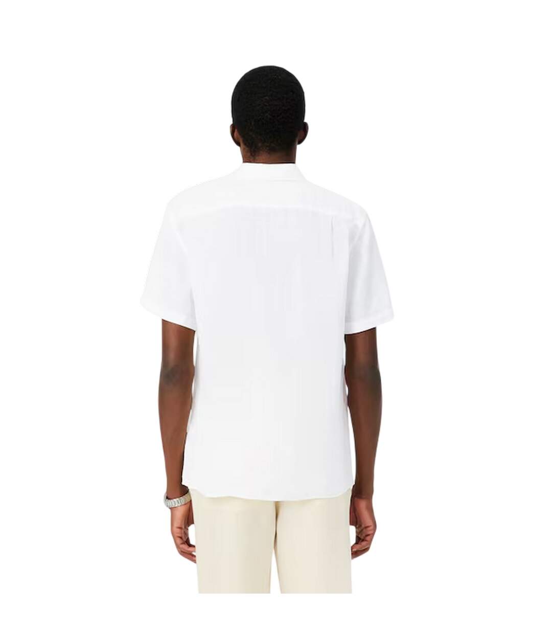 Mens Embroidered Logo Oxford Shirt White Lacoste-3
