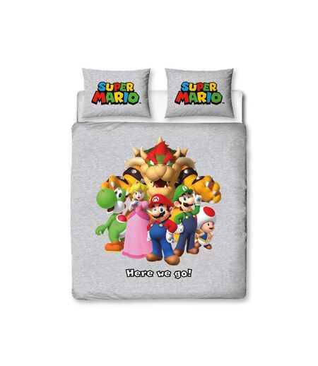 Super Mario Bros - Parure de lit HERE WE GO! (Gris / Multicolore) - UTAG2996