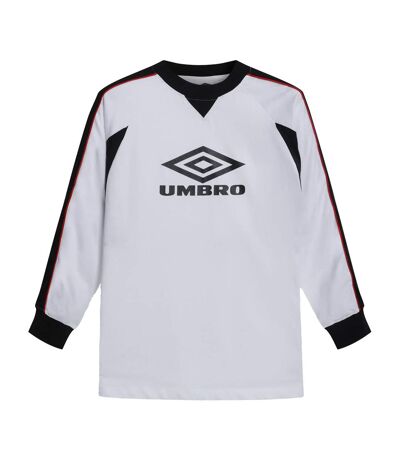 Mens panelled long-sleeved t-shirt brilliant white/black/fire whirl Umbro
