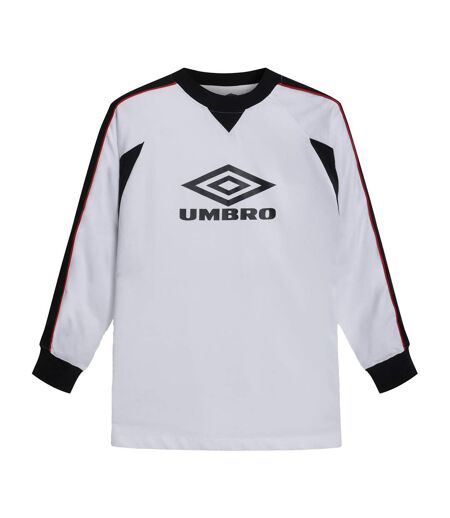 Mens panelled long-sleeved t-shirt brilliant white/black/fire whirl Umbro