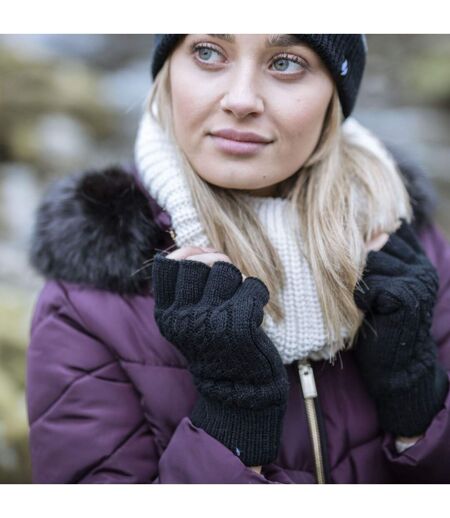 Ladies Cable Knitted Winter Thermal Fingerless Gloves