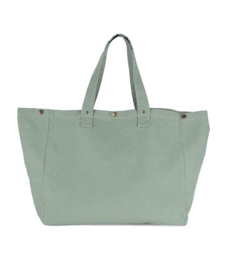 Washed Cotton Shopper Bag One Size Water Green Kimood