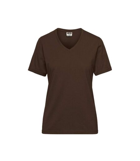 T-shirt Bio Workwear Femme Marron James And Nicholson