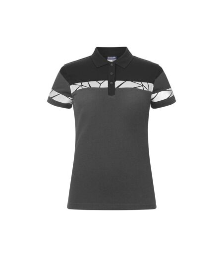 Womens/ladies Progression Pique Polo Shirt Grey Black Projob