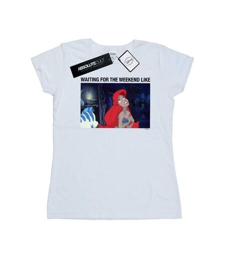 Disney T-shirt en coton Femme/Ladies The Little Mermaid Waiting For The Weekend (Blanc) - UTBI15335
