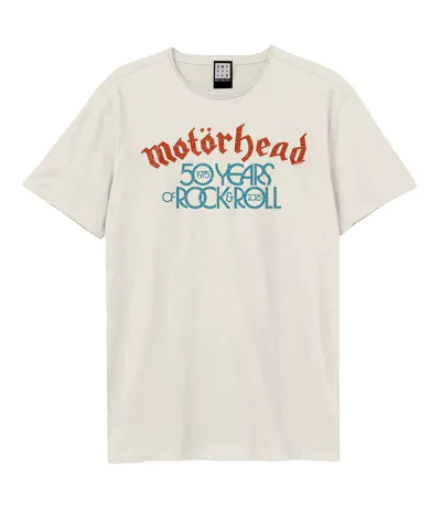 T-shirt Style Motorhead 50th Lock Up Adulte Vieux Blanc Amplified