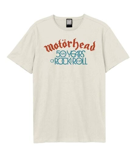 T-shirt Style Motorhead 50th Lock Up Adulte Vieux Blanc Amplified