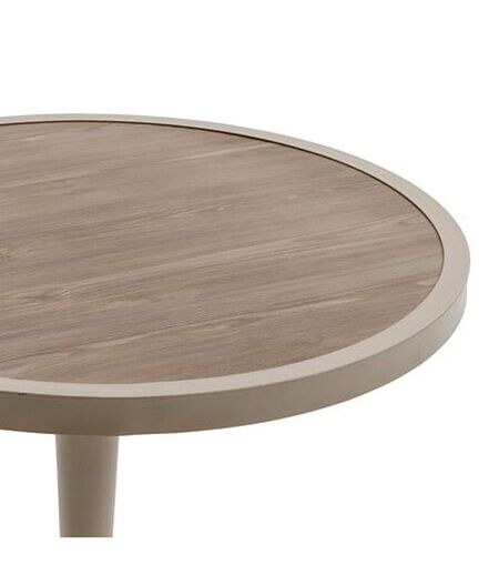 Table de jardin bistro ronde en aluminium effet bois 2 places OVIALON - Lin et argile