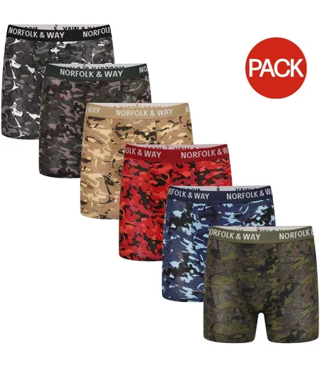 Boxers Motif/style Camouflage Homme Bleu Rouge Olive Sable Vert Gris Norfolk & Way