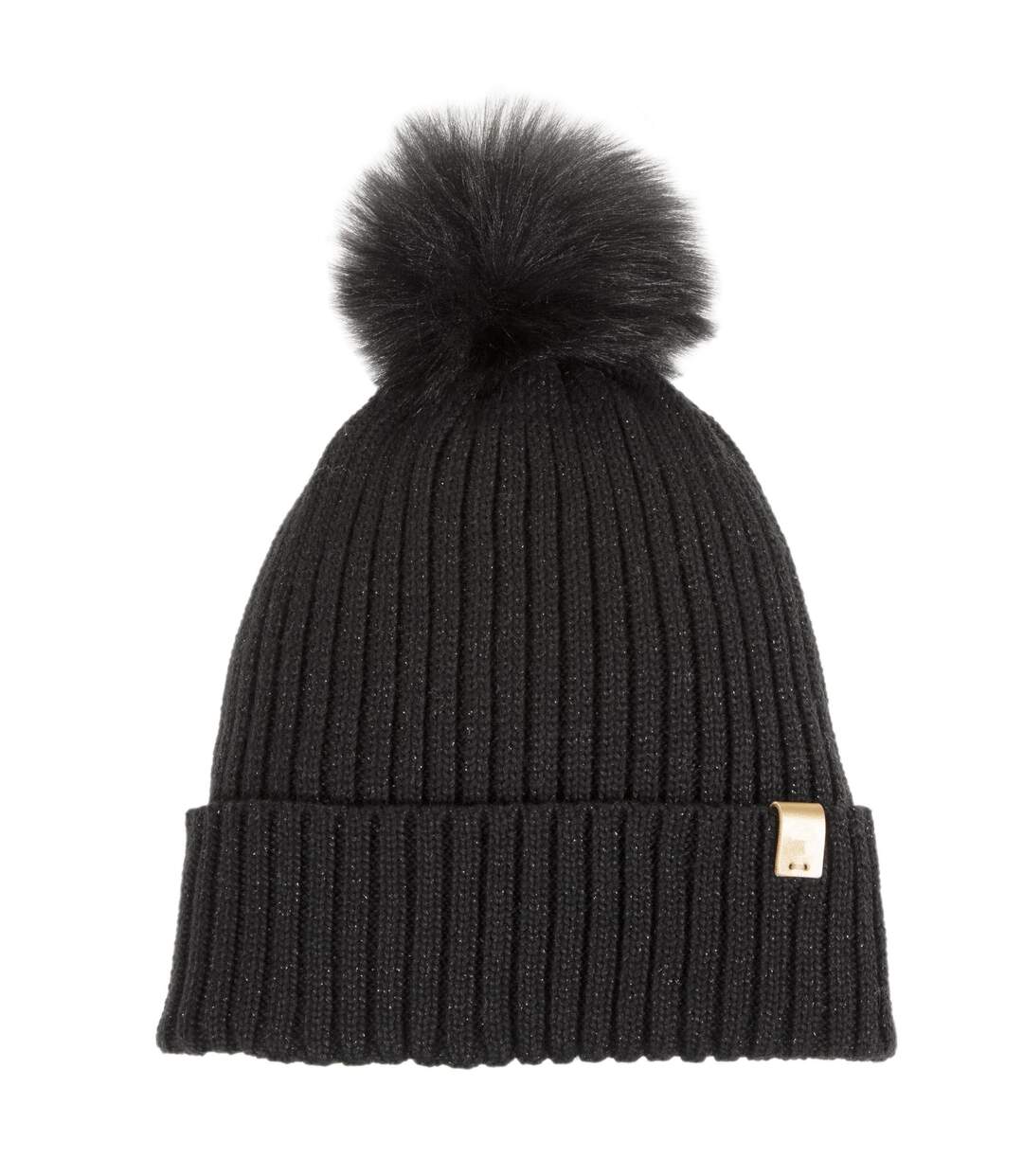 Isotoner Bonnet femme en maille recyclée, chaud, doublé polaire recyclé, pompom imitation fourrure-3