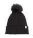 Isotoner Bonnet femme en maille recyclée, chaud, doublé polaire recyclé, pompom imitation fourrure-3